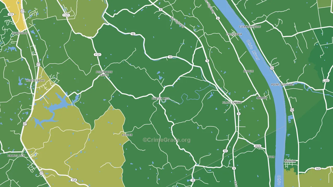 California, KY Map of Drug-Related Crime Rates