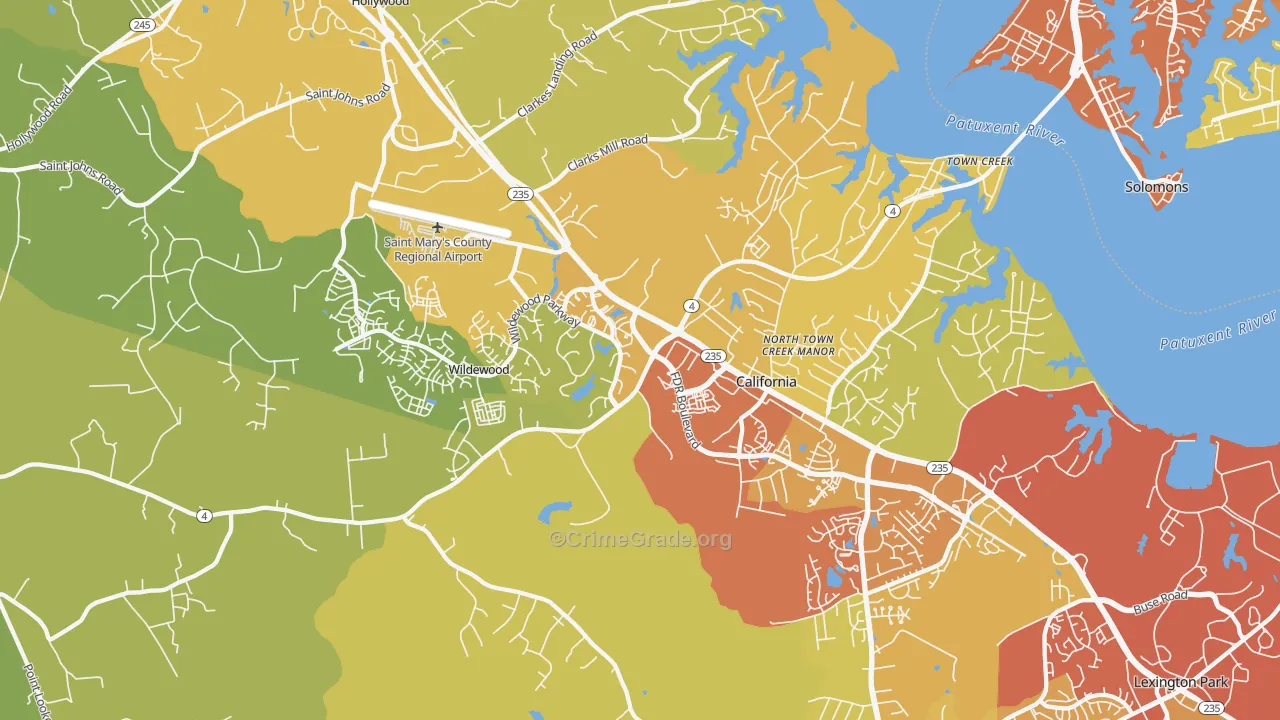 California, MD Map of Drug-Related Crime Rates