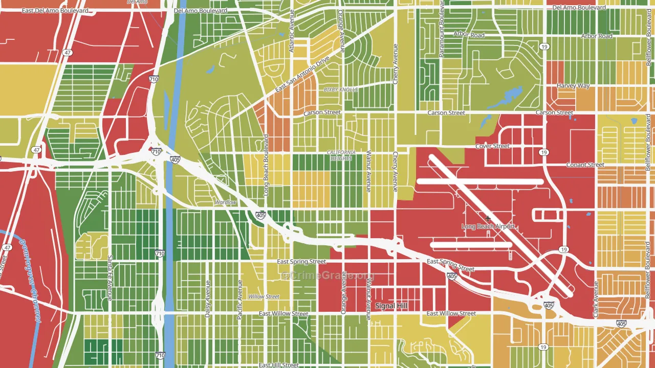 Californial Heights, Long Beach, CA Map of Drug-Related Crime Rates