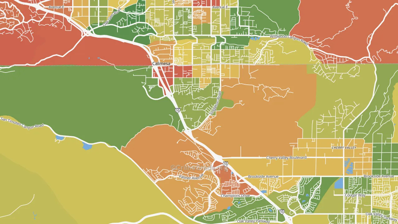 Calimesa, CA Map of Drug-Related Crime Rates