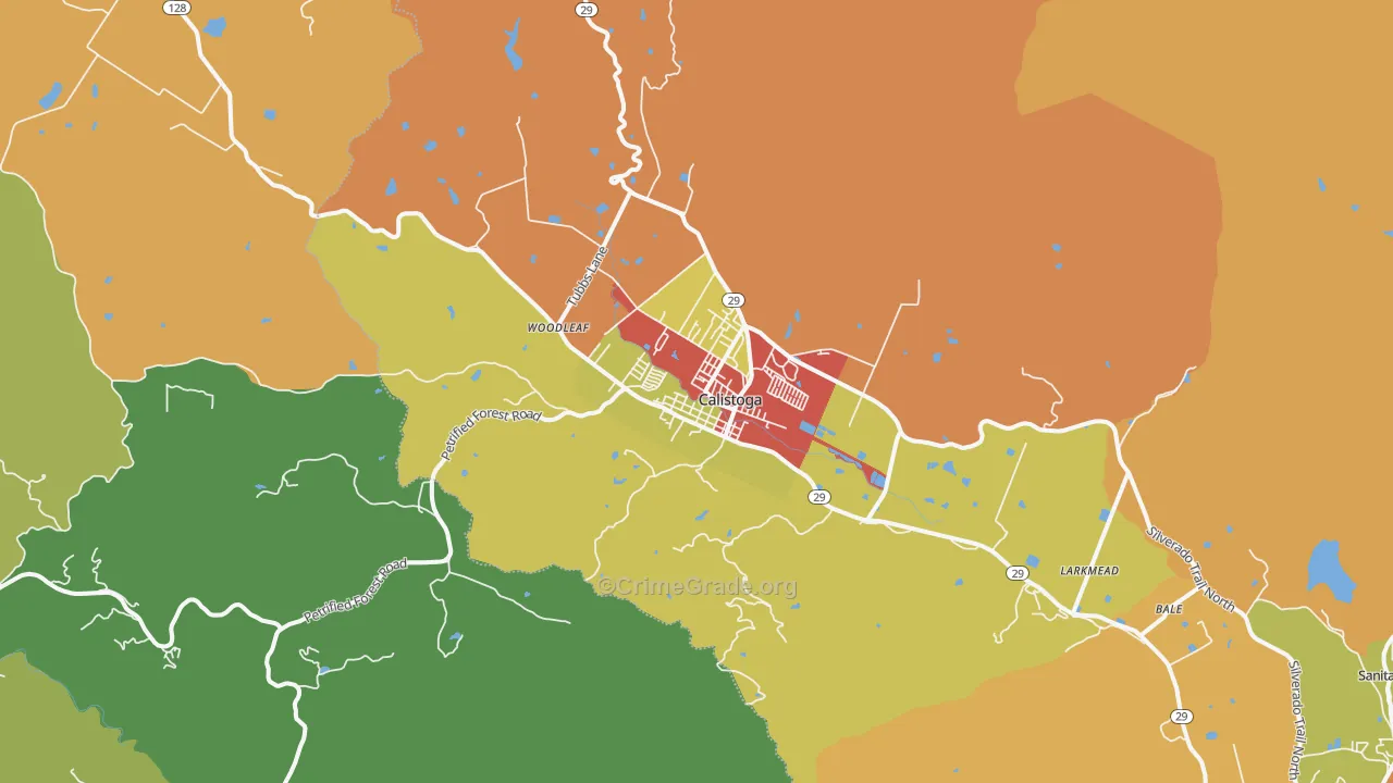 Calistoga, CA Map of Drug-Related Crime Rates