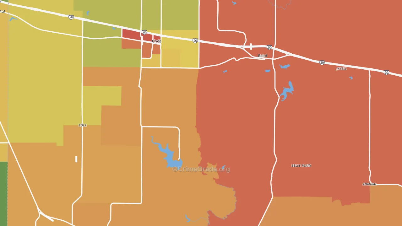Callahan County, TX Map of Drug-Related Crime Rates
