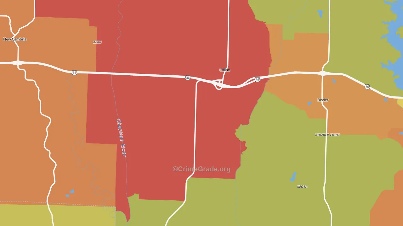 Callao, MO Map of Drug-Related Crime Rates