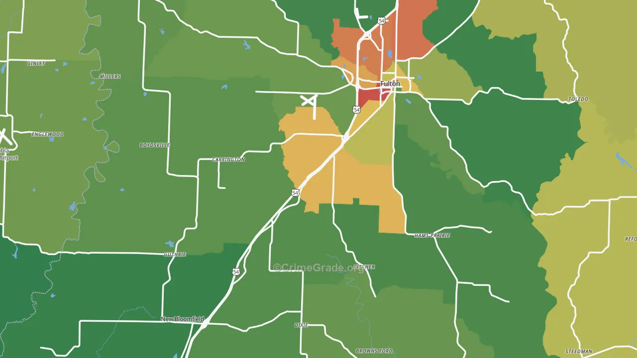 Callaway County, MO Map of Drug-Related Crime Rates