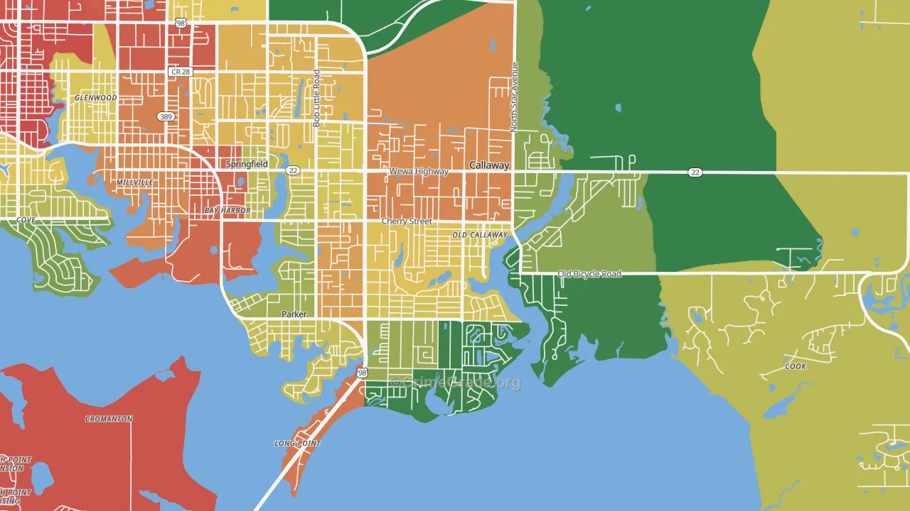 Callaway, FL Map of Drug-Related Crime Rates