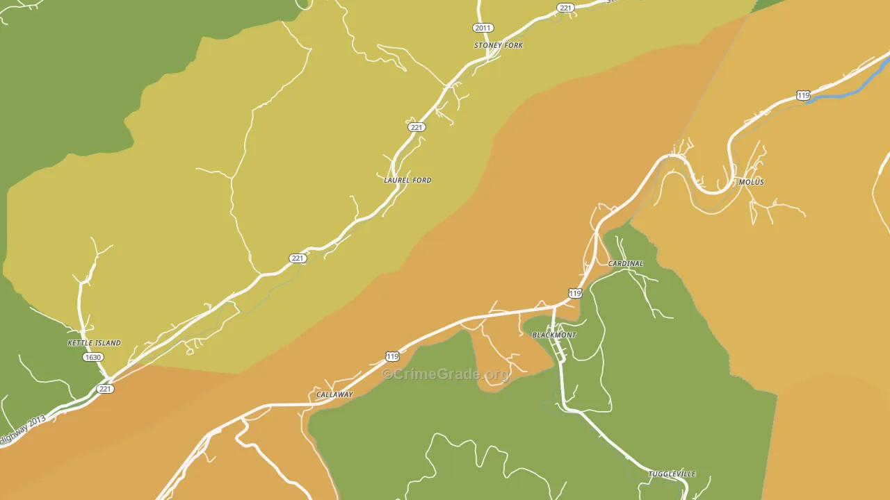 Callaway, KY Map of Drug-Related Crime Rates