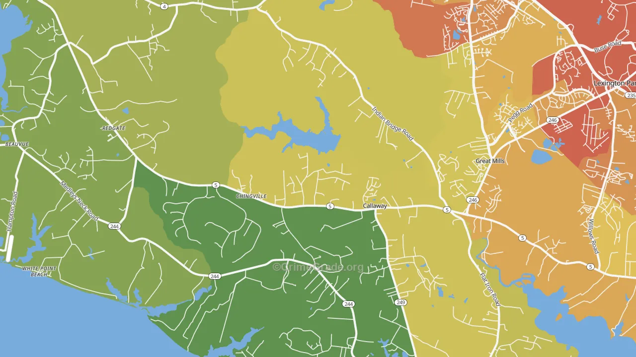 Callaway, MD Map of Drug-Related Crime Rates