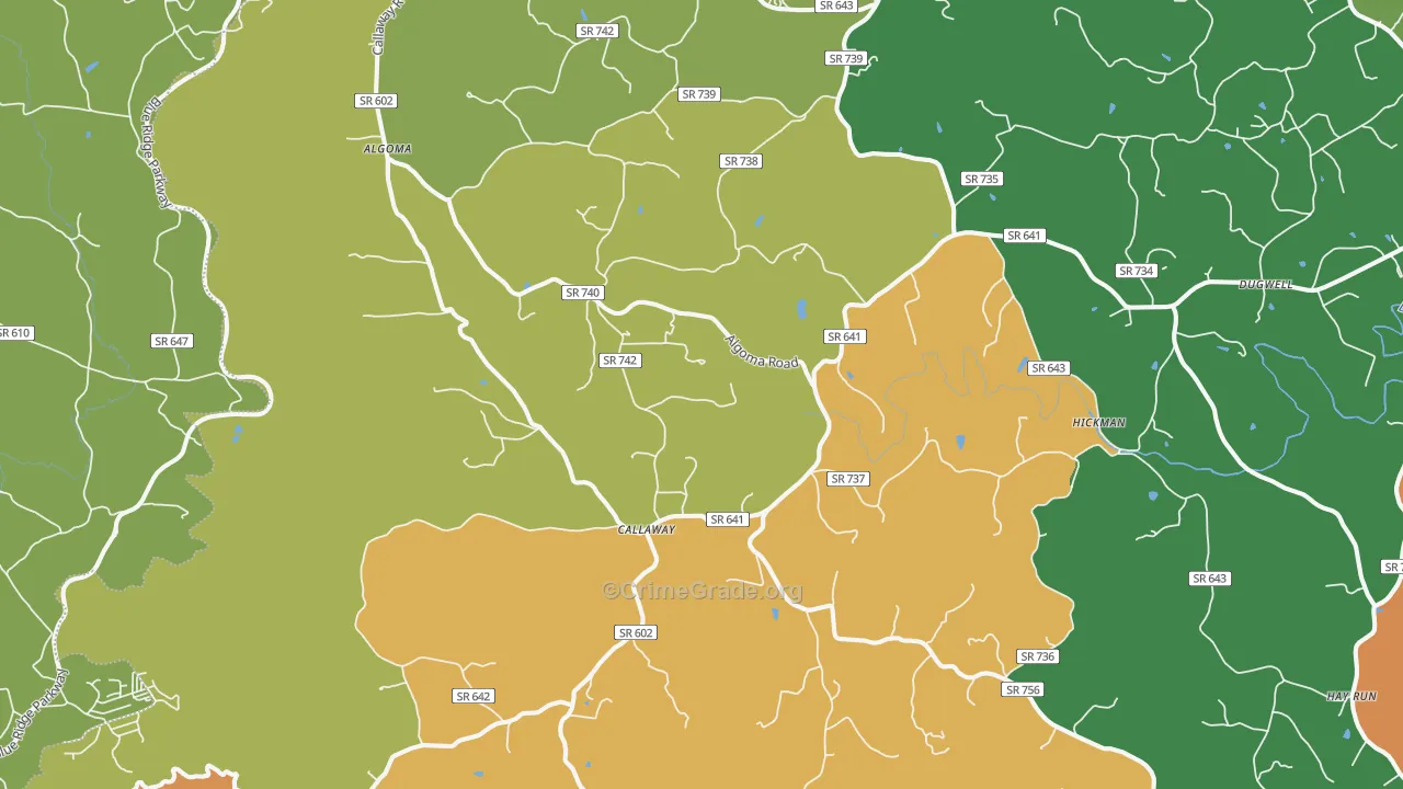 Callaway, VA Map of Drug-Related Crime Rates
