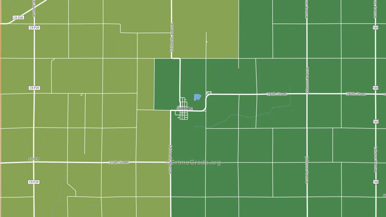 Callender, IA Map of Drug-Related Crime Rates