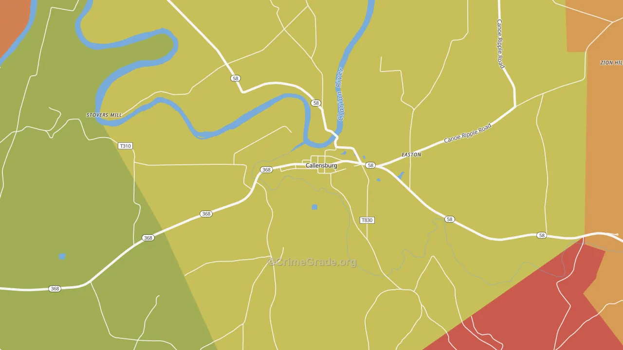 Callensburg, PA Map of Drug-Related Crime Rates