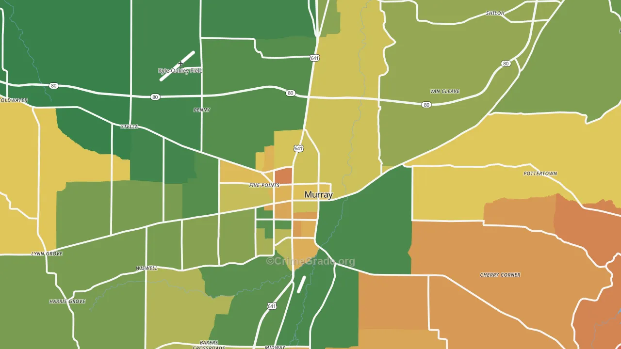 Calloway County, KY Map of Drug-Related Crime Rates