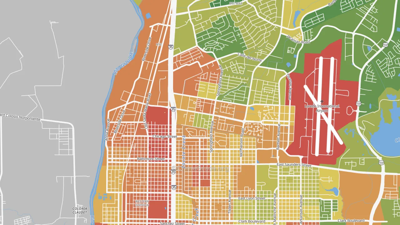 Calton Gardens, Laredo, TX Map of Drug-Related Crime Rates