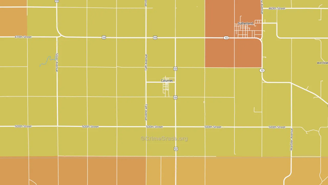 Calumet, IA Map of Drug-Related Crime Rates