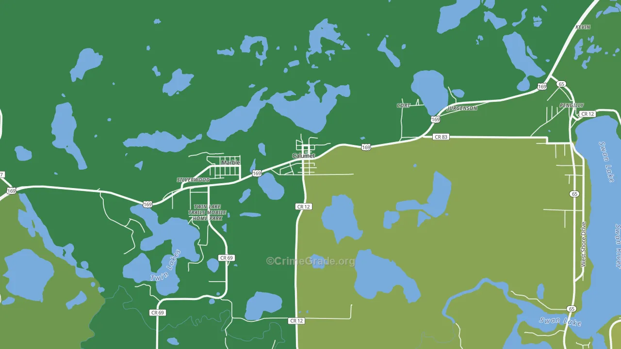 Calumet, MN Map of Drug-Related Crime Rates