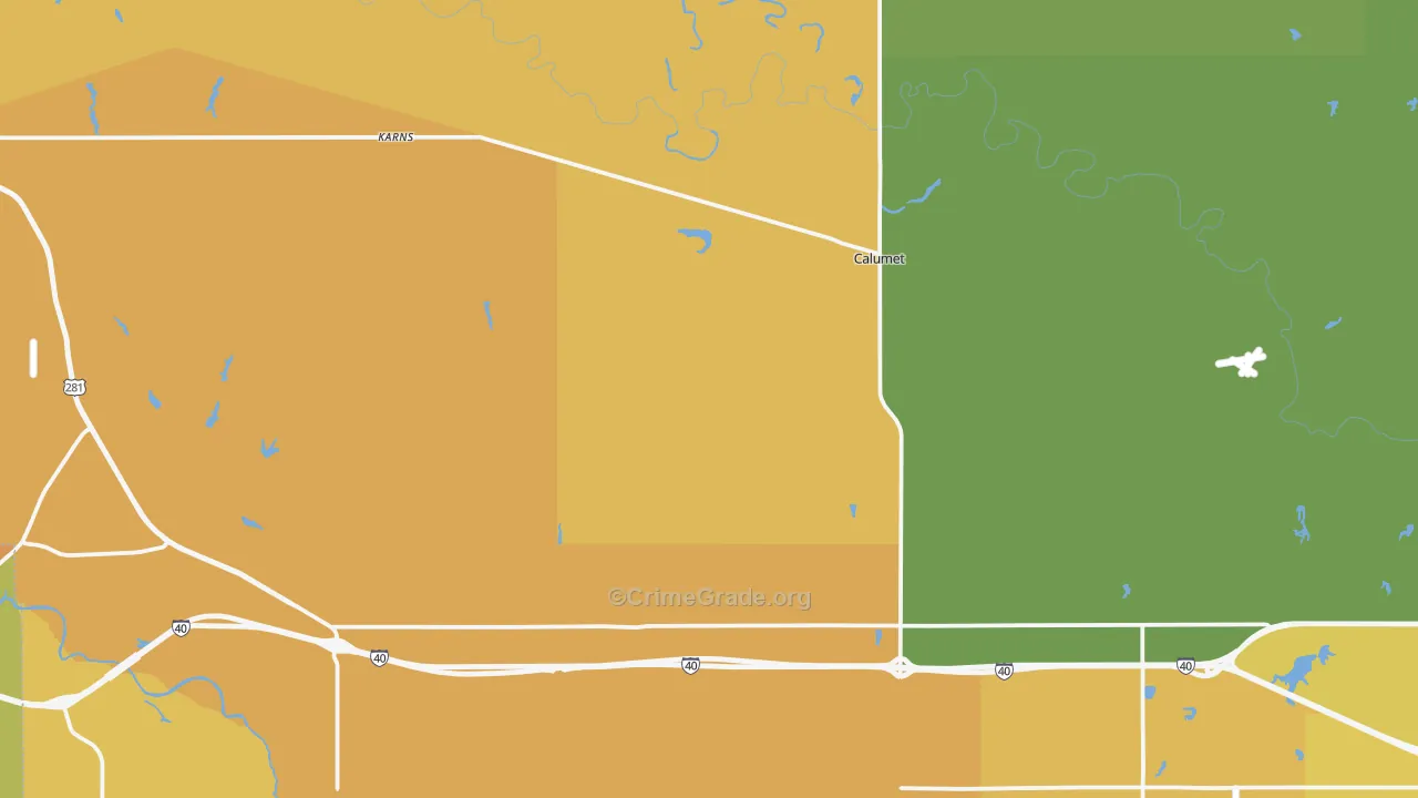 Calumet, OK Map of Drug-Related Crime Rates