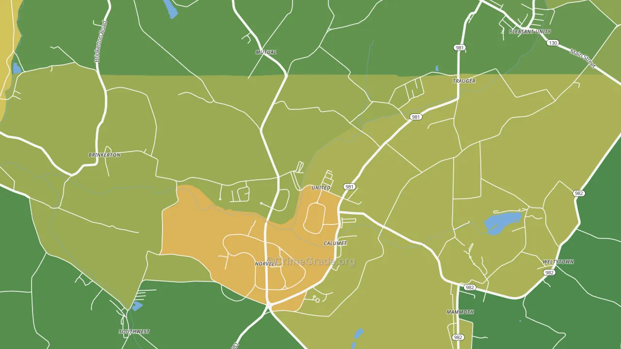 Calumet, PA Map of Drug-Related Crime Rates