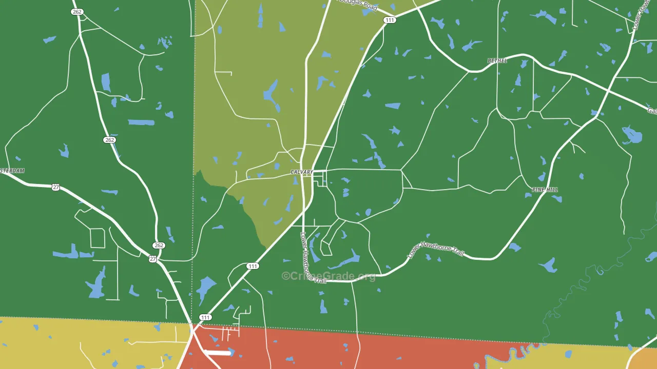 Calvary, GA Map of Drug-Related Crime Rates