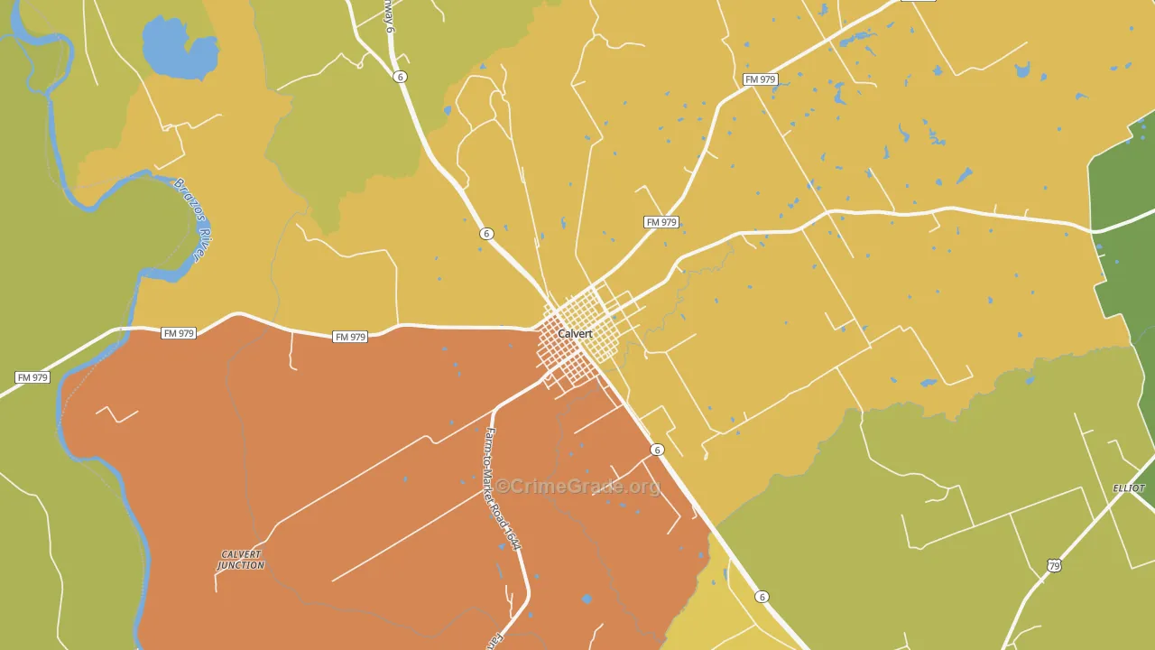 Calvert, TX Map of Drug-Related Crime Rates