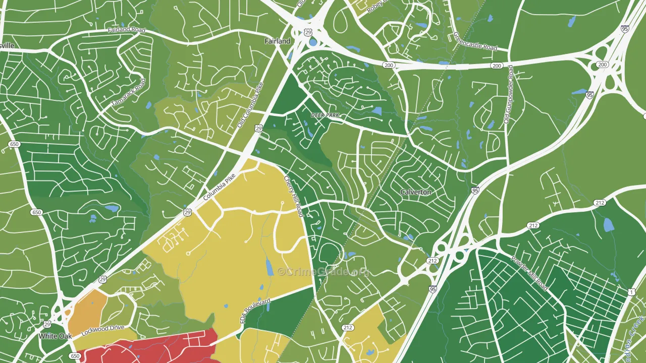 Calverton, MD Map of Drug-Related Crime Rates