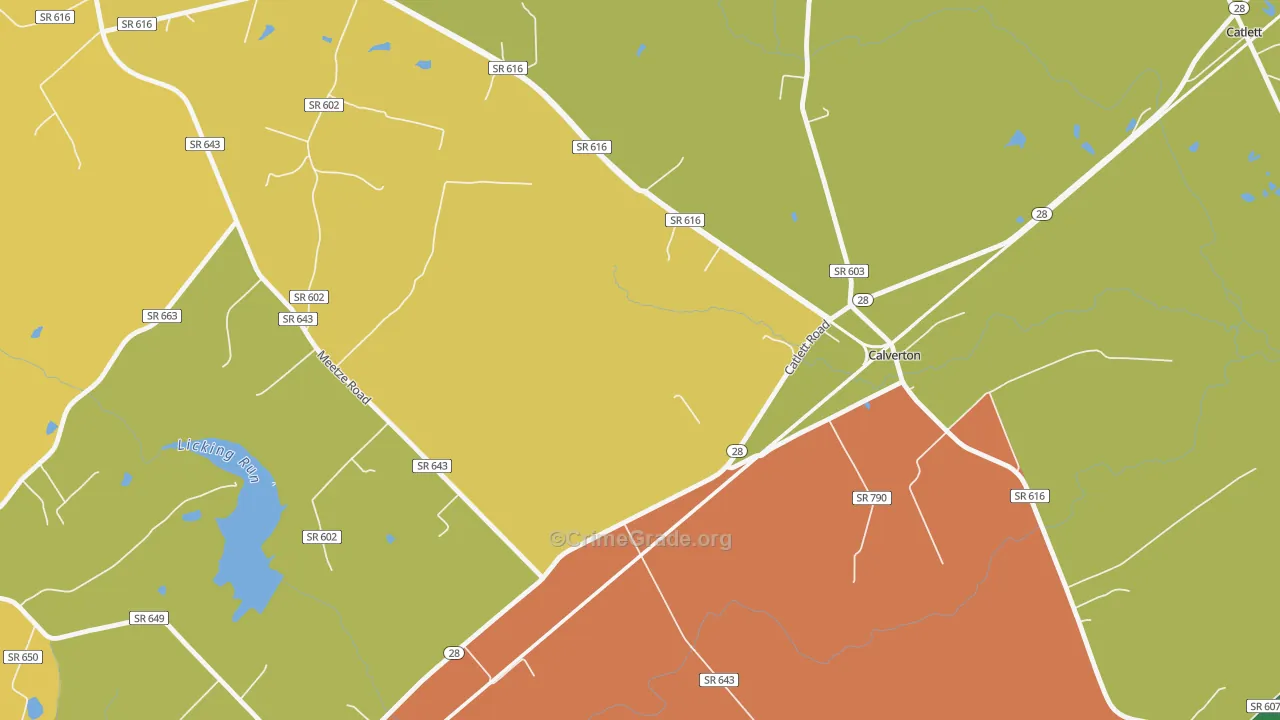 Calverton, VA Map of Drug-Related Crime Rates
