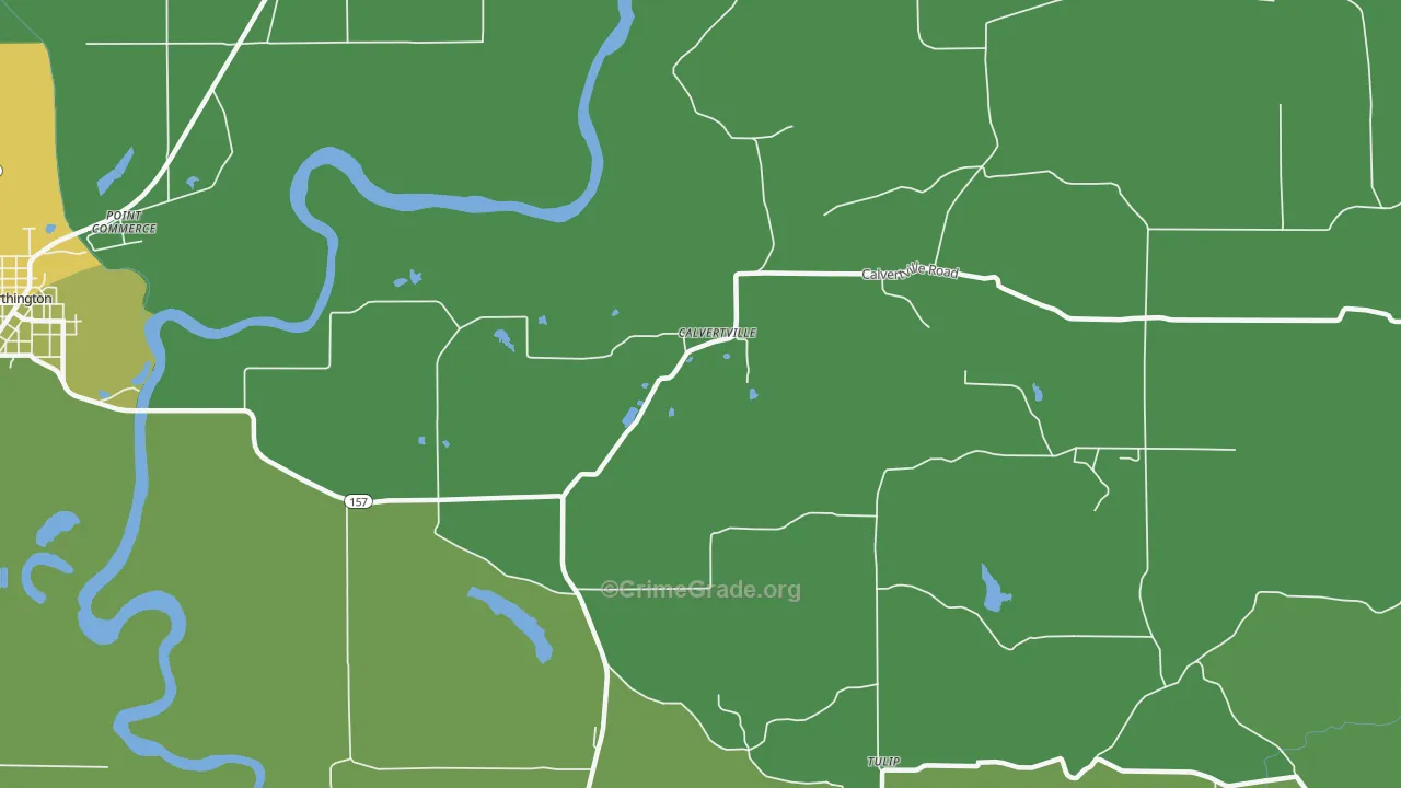 Calvertville, IN Map of Drug-Related Crime Rates