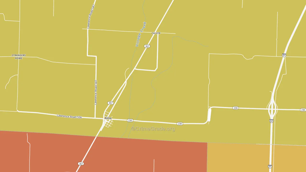 Calvin, AR Map of Drug-Related Crime Rates