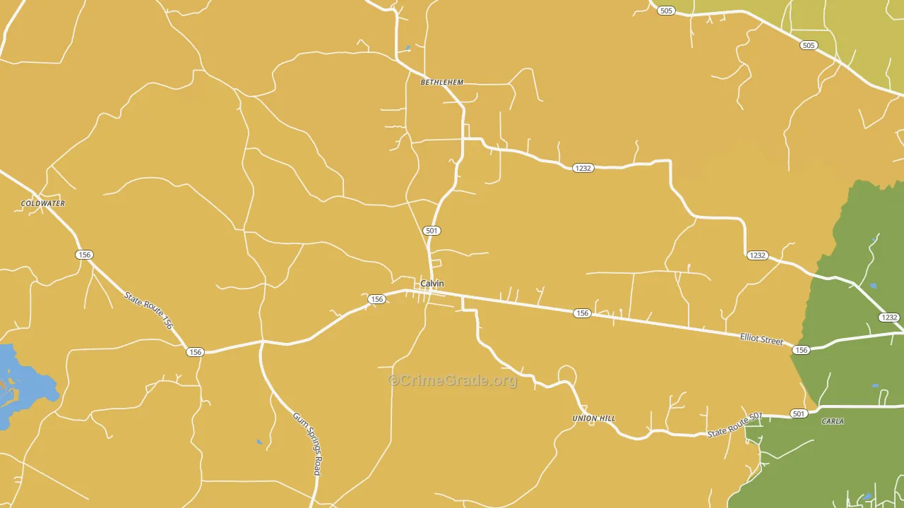 Calvin, LA Map of Drug-Related Crime Rates