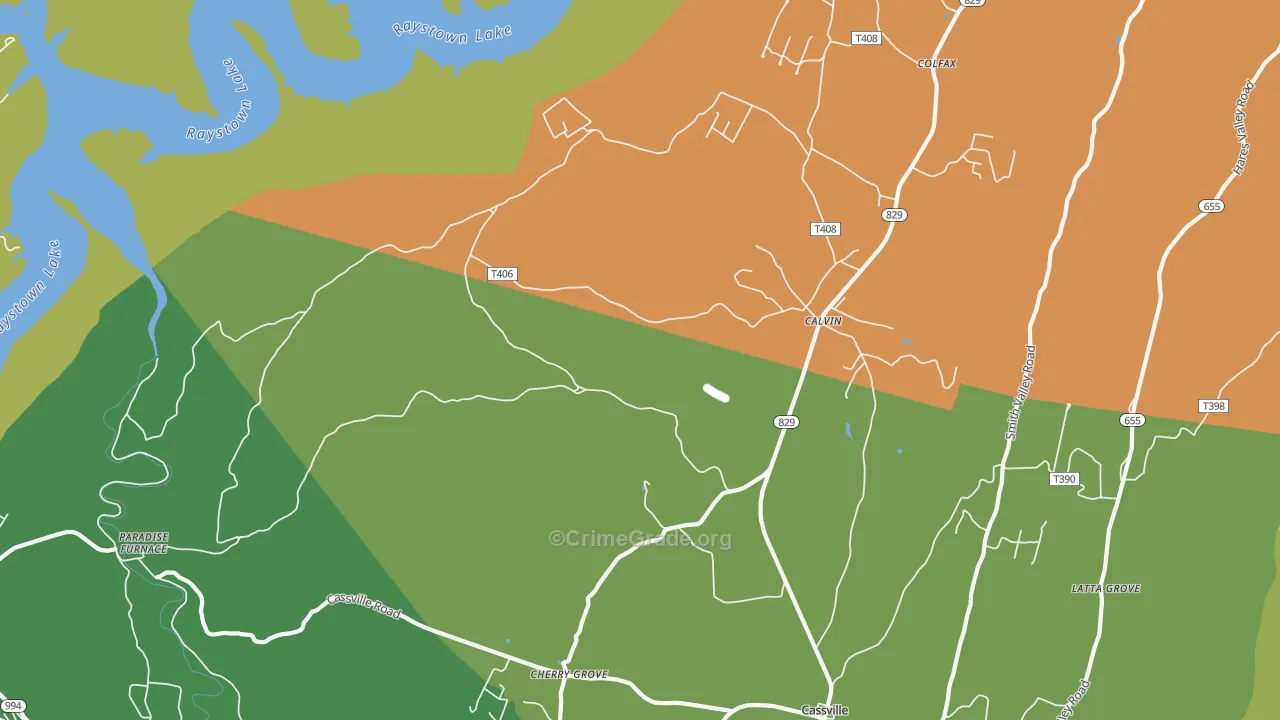 Calvin, PA Map of Drug-Related Crime Rates