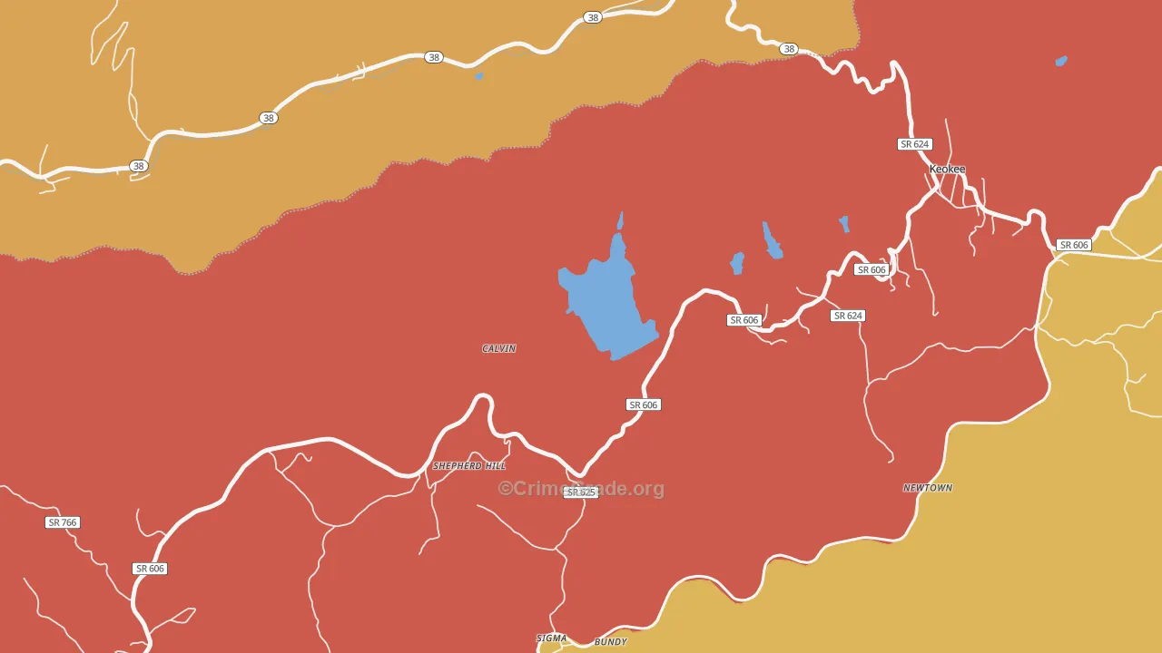 Calvin, VA Map of Drug-Related Crime Rates