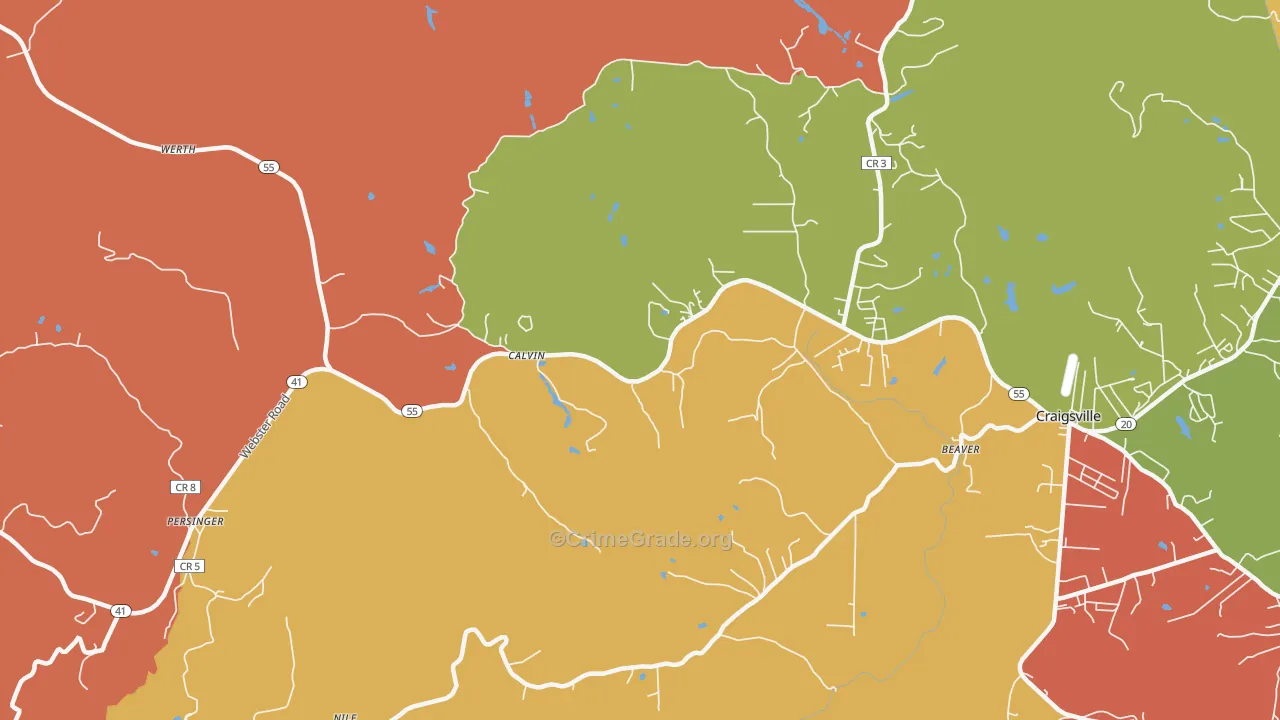 Calvin, WV Map of Drug-Related Crime Rates