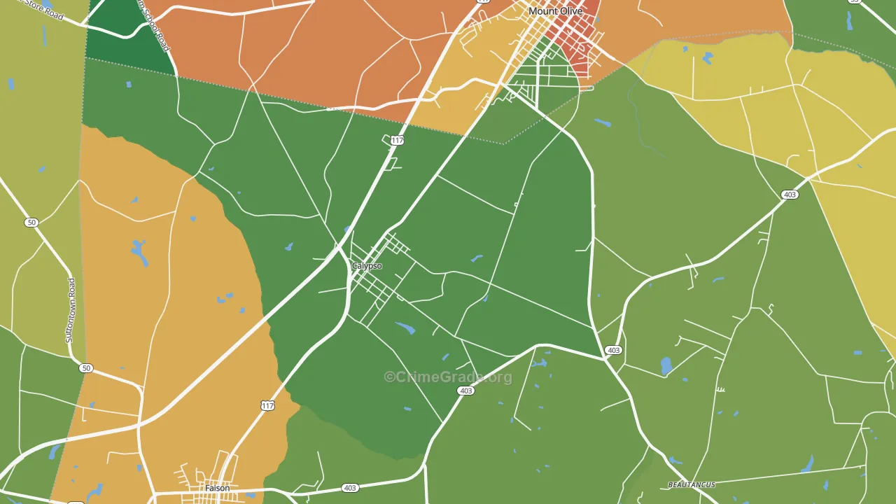 Calypso, NC Map of Drug-Related Crime Rates