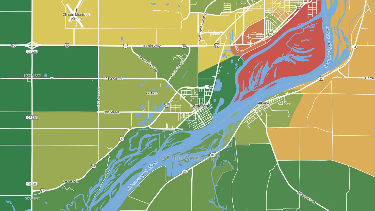 Camanche, IA Map of Drug-Related Crime Rates