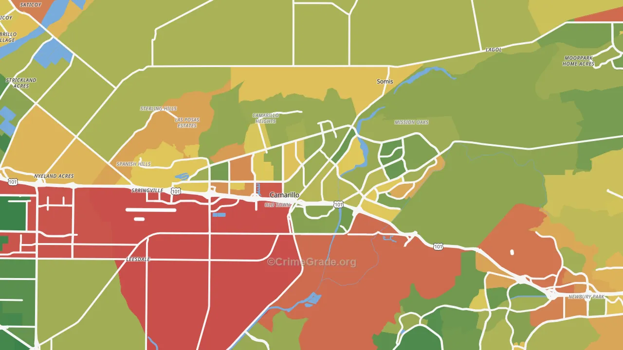 Camarillo, CA Map of Drug-Related Crime Rates