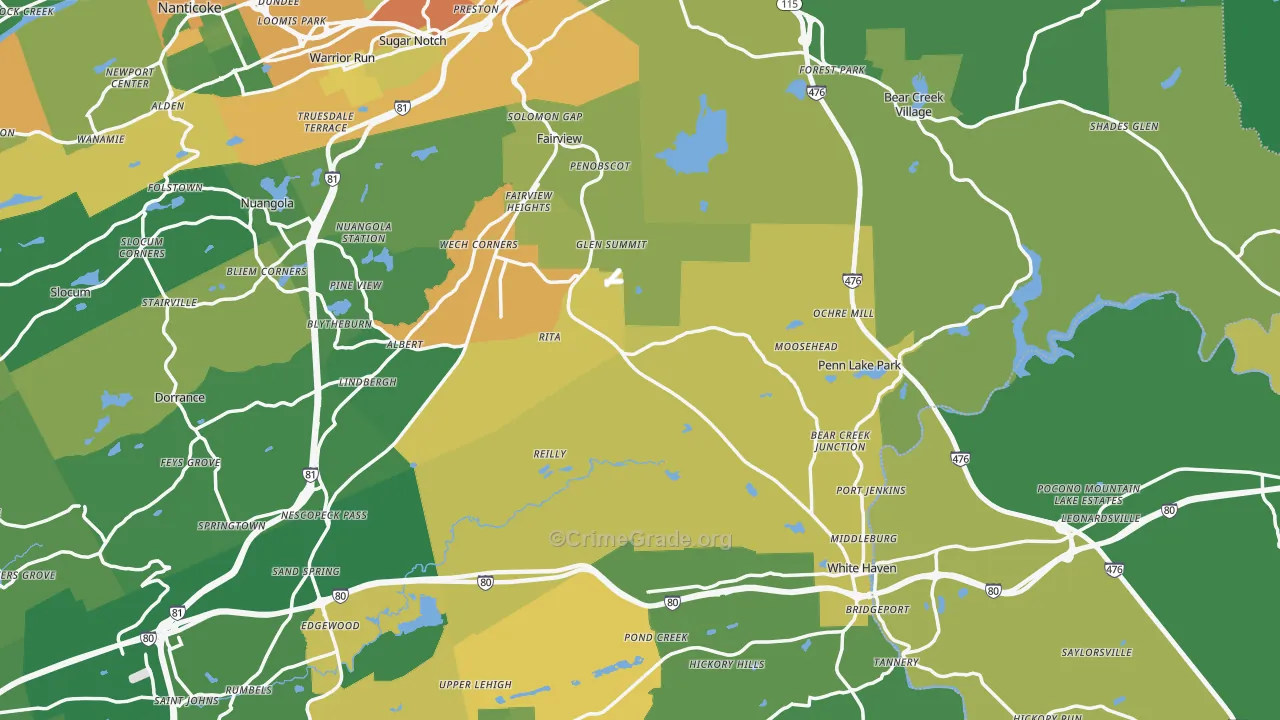 Cambra, PA Map of Drug-Related Crime Rates