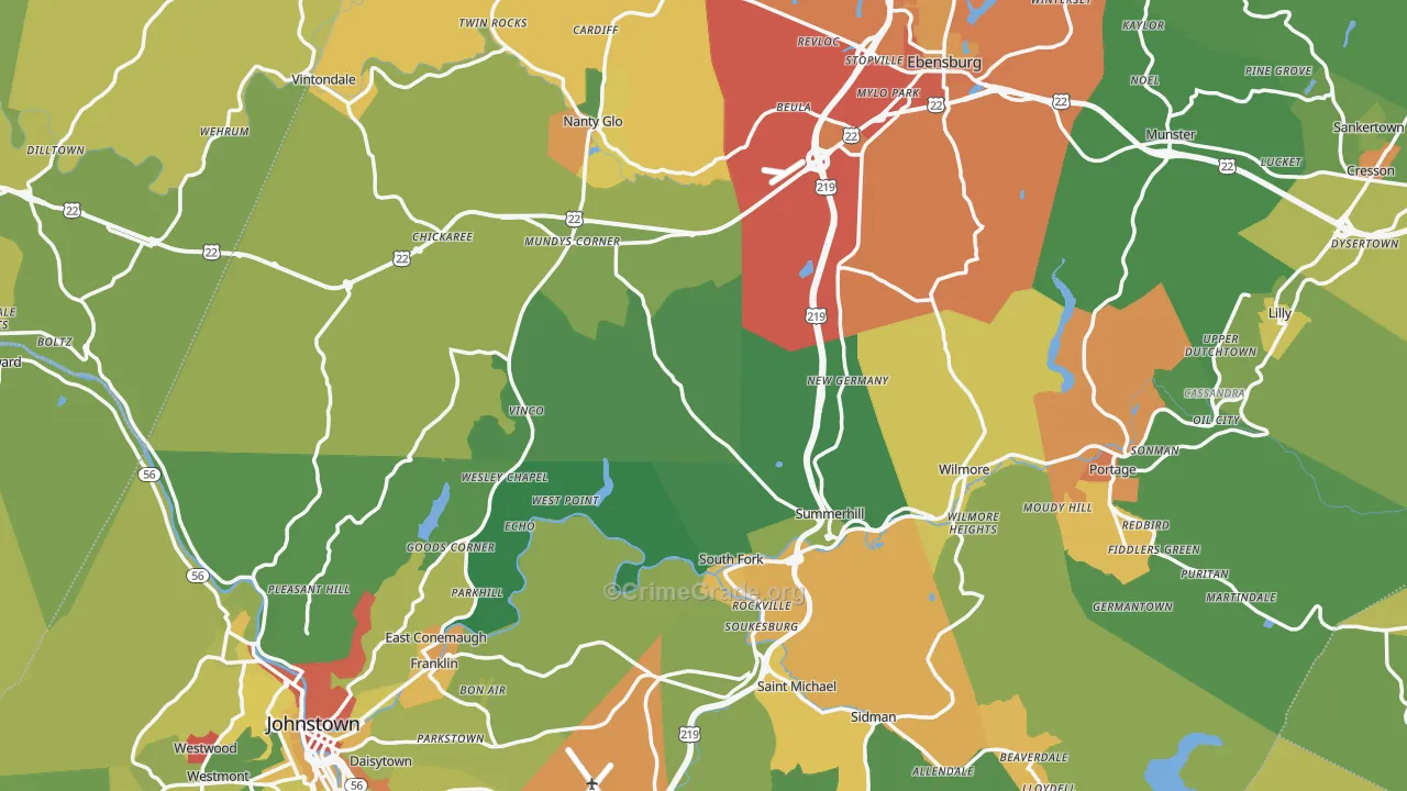 Cambria County, PA Map of Drug-Related Crime Rates