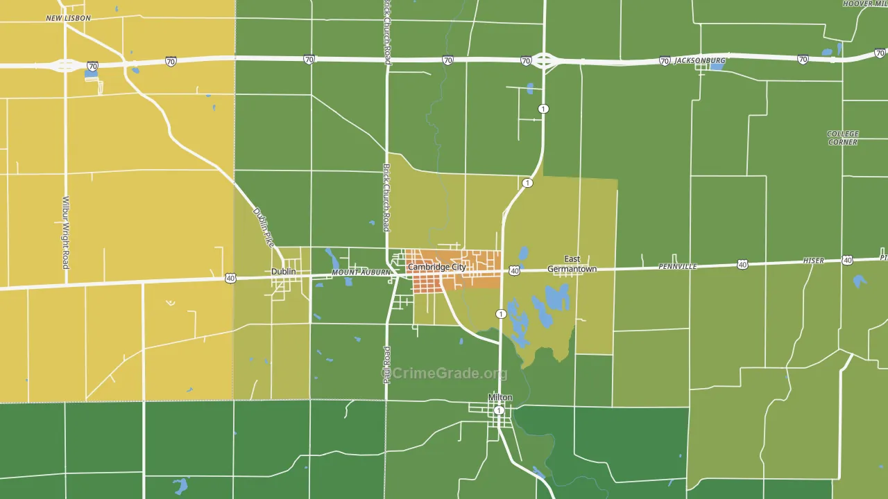 Cambridge City, IN Map of Drug-Related Crime Rates