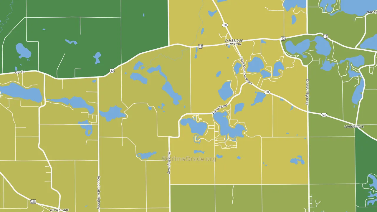 Cambridge Junction, MI Map of Drug-Related Crime Rates