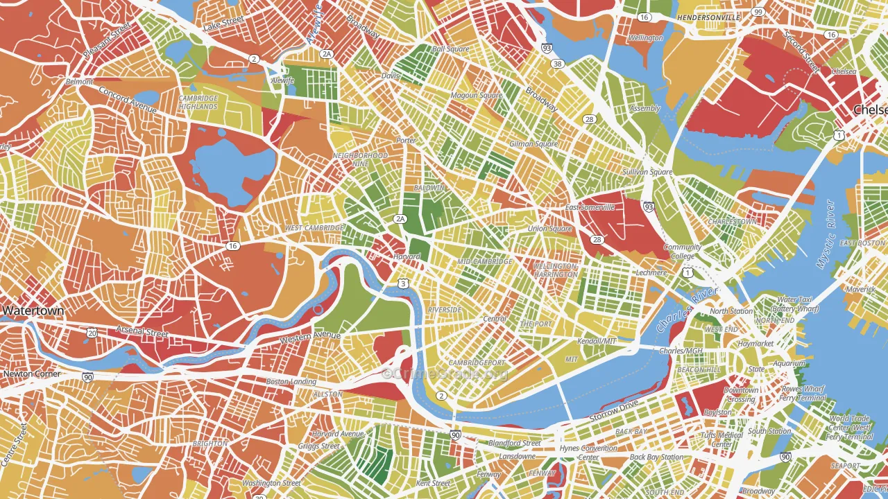 Cambridge, MA Map of Drug-Related Crime Rates
