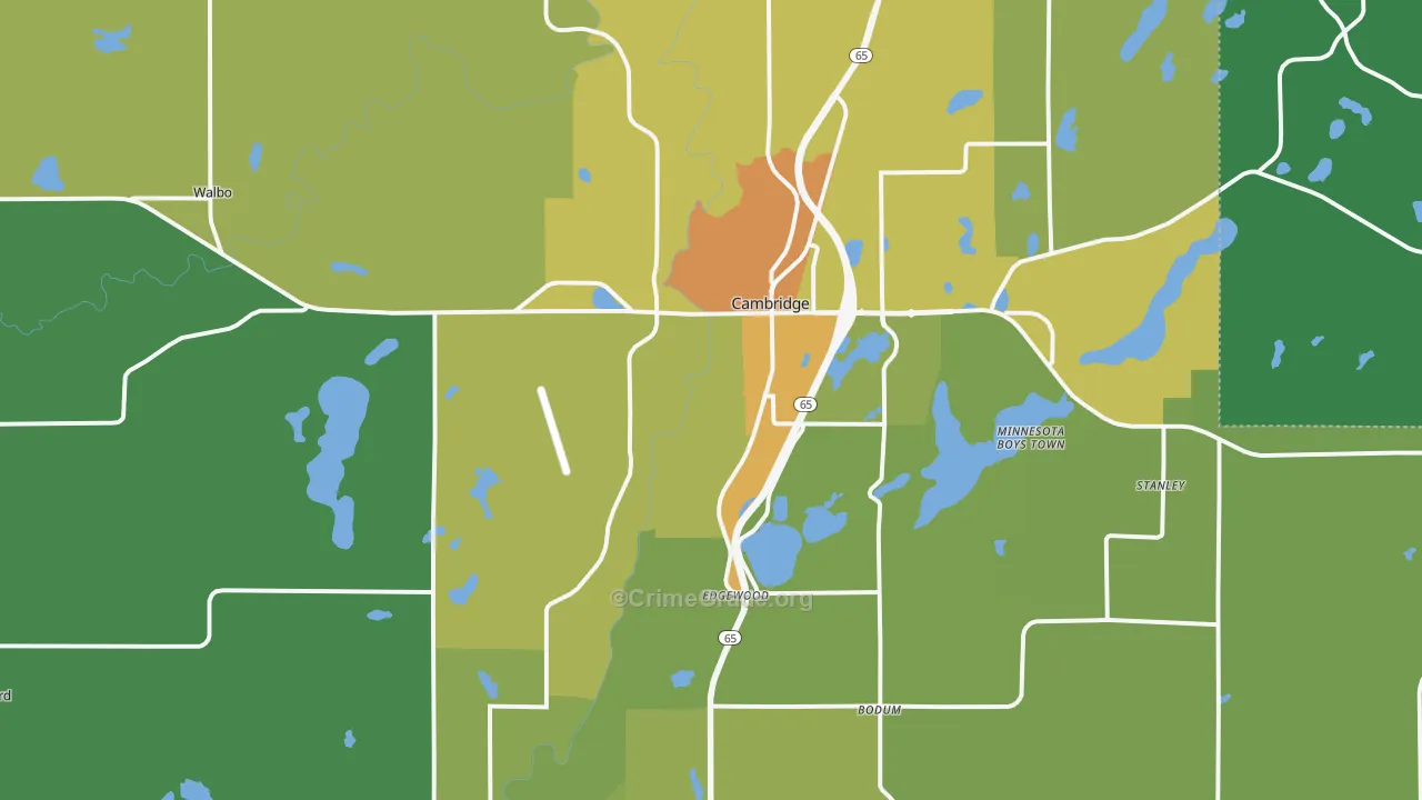 Cambridge, MN Map of Drug-Related Crime Rates