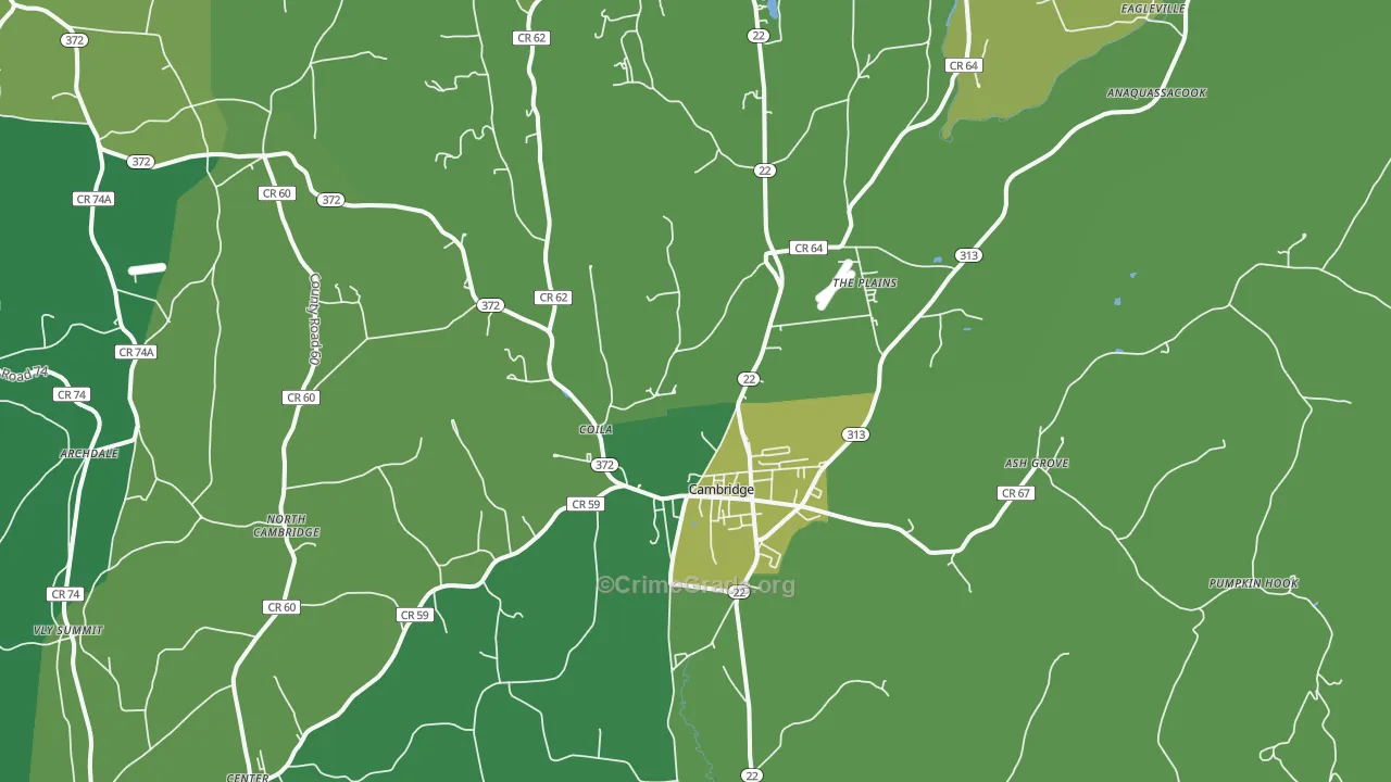 Cambridge, NY Map of Drug-Related Crime Rates
