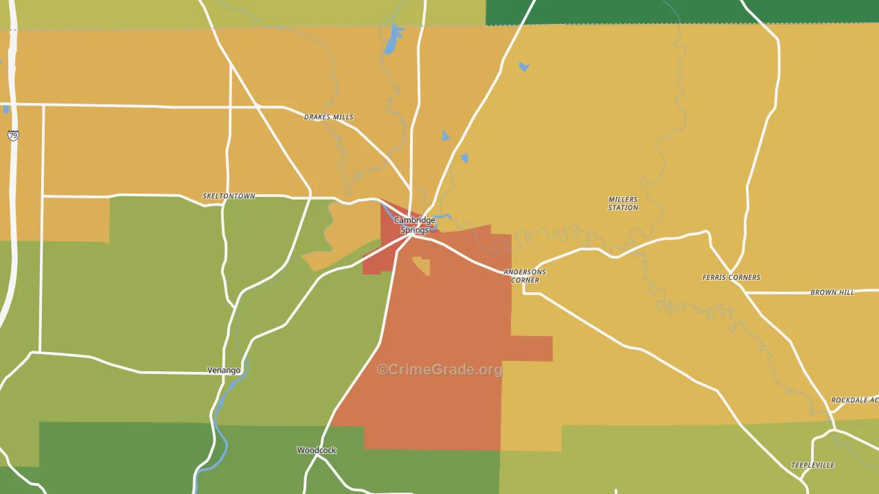 Cambridge Springs, PA Map of Drug-Related Crime Rates