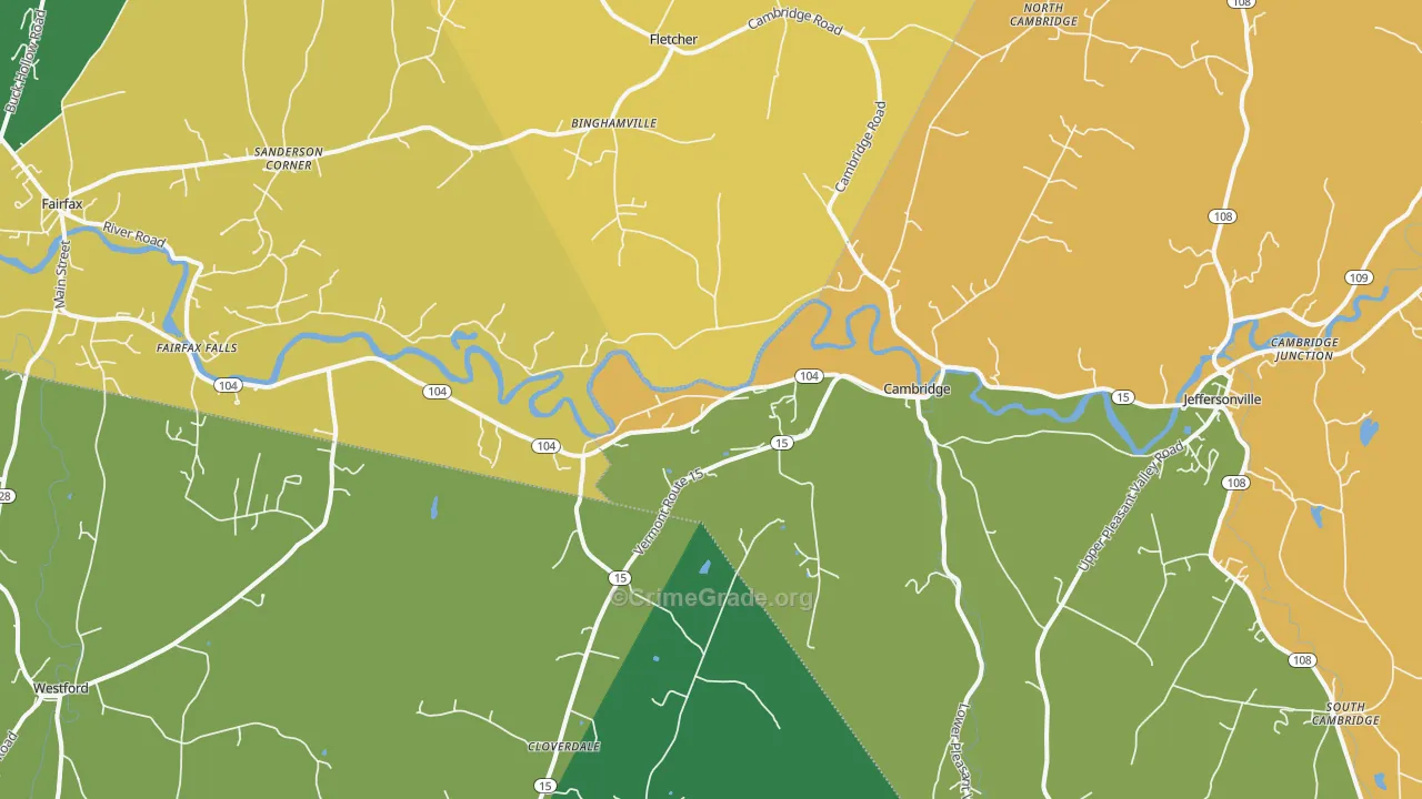 Cambridge, VT Map of Drug-Related Crime Rates