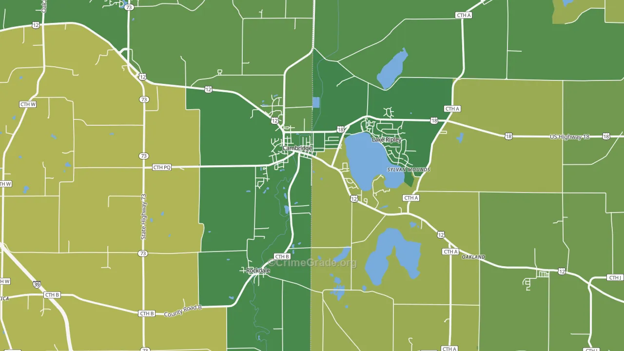 Cambridge, WI Map of Drug-Related Crime Rates