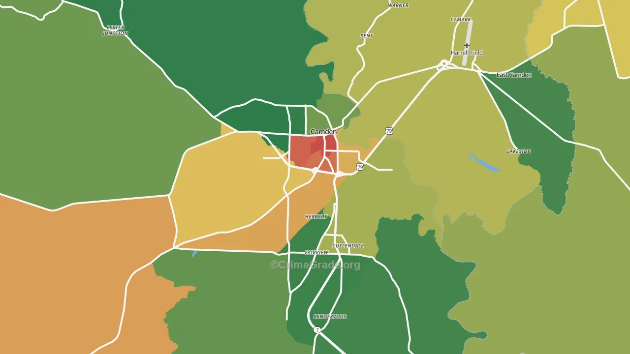 Camden, AR Map of Drug-Related Crime Rates