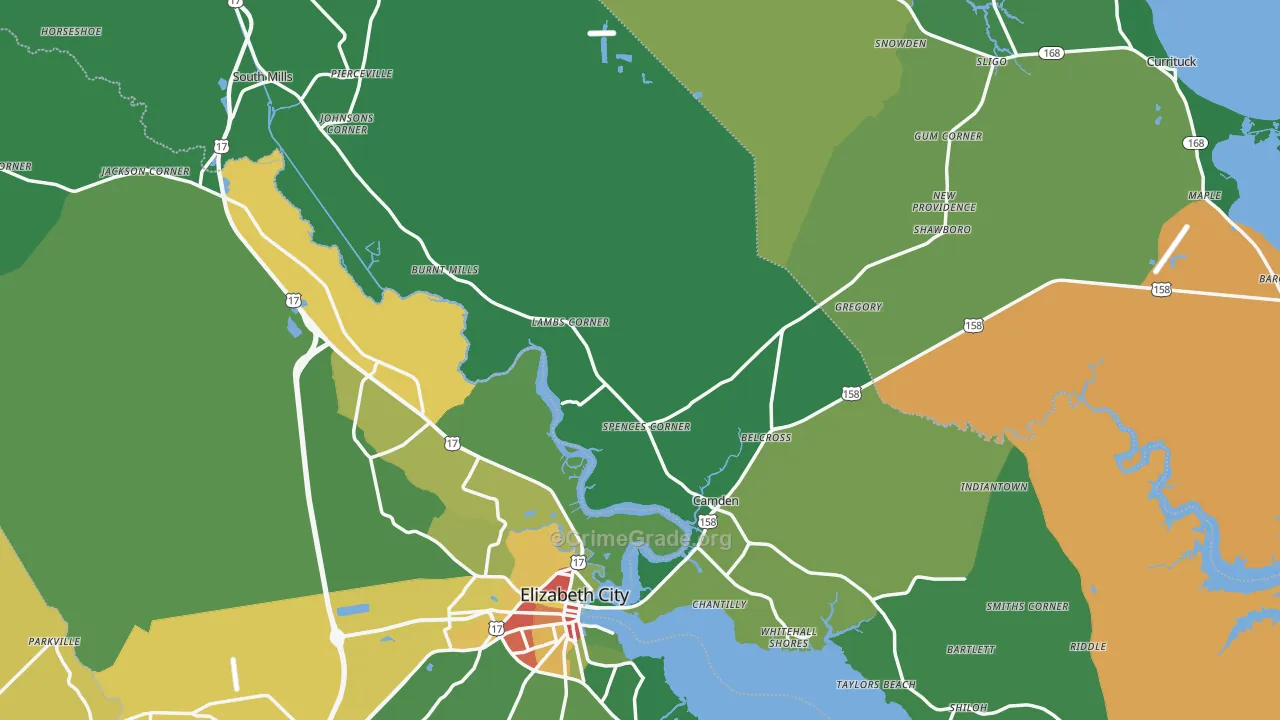 Camden County, NC Map of Drug-Related Crime Rates