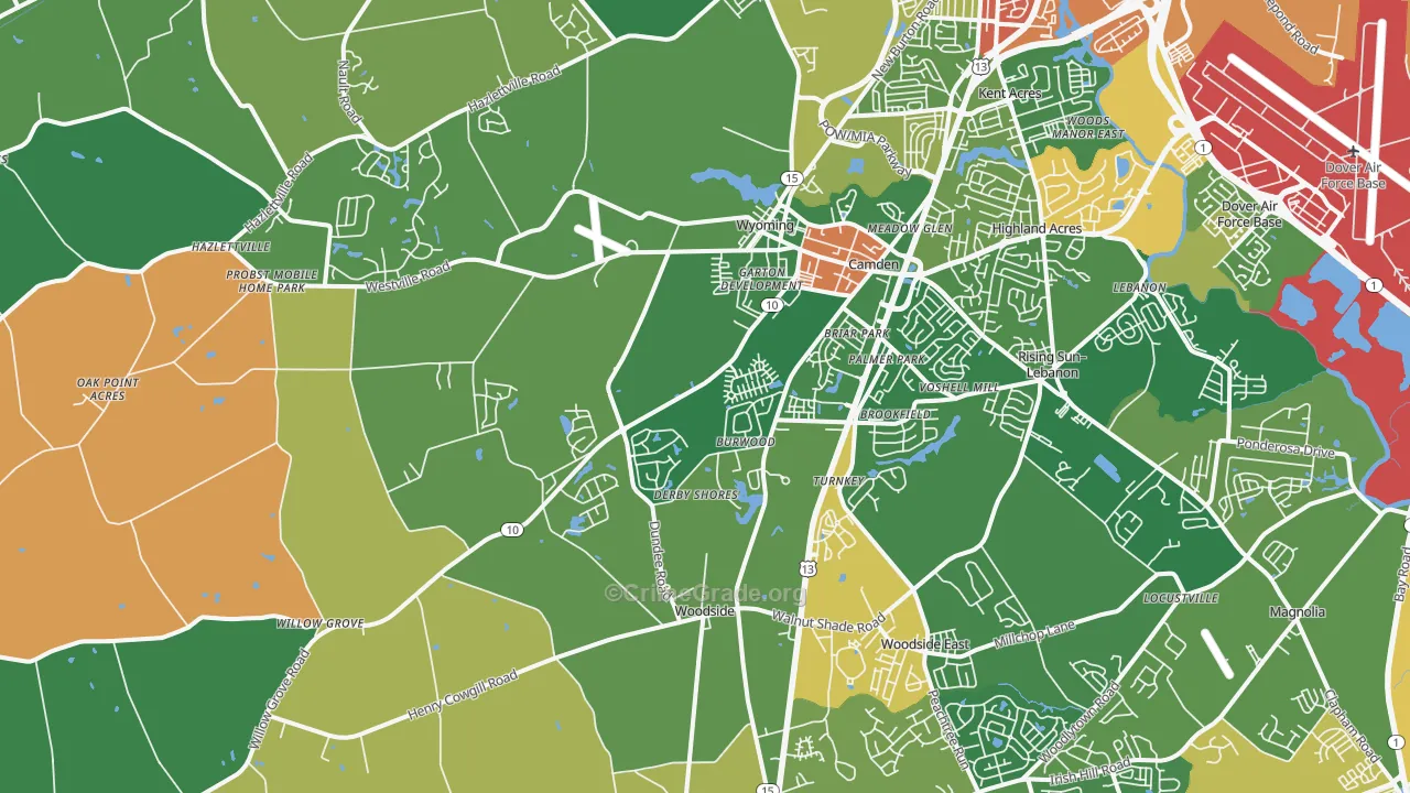 Camden, DE Map of Drug-Related Crime Rates