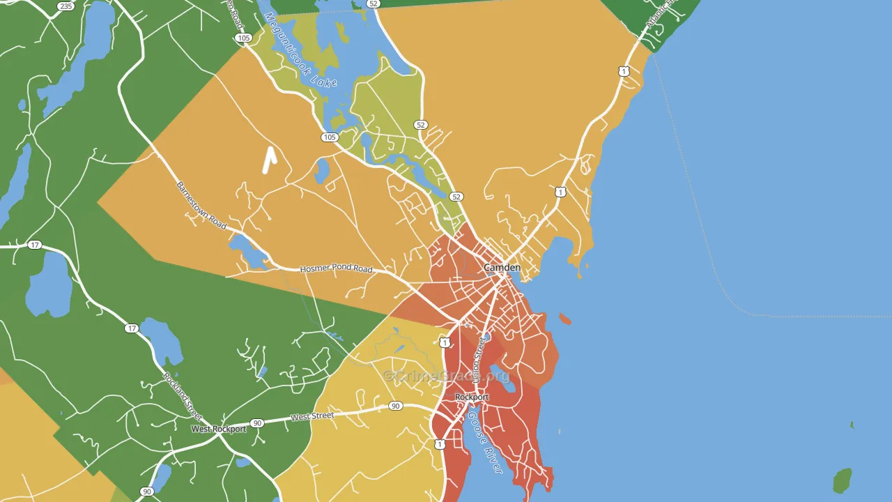 Camden, ME Map of Drug-Related Crime Rates