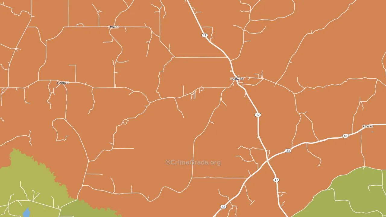 Camden, MS Map of Drug-Related Crime Rates