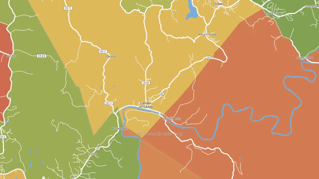 Camden-on-Gauley, WV Map of Drug-Related Crime Rates