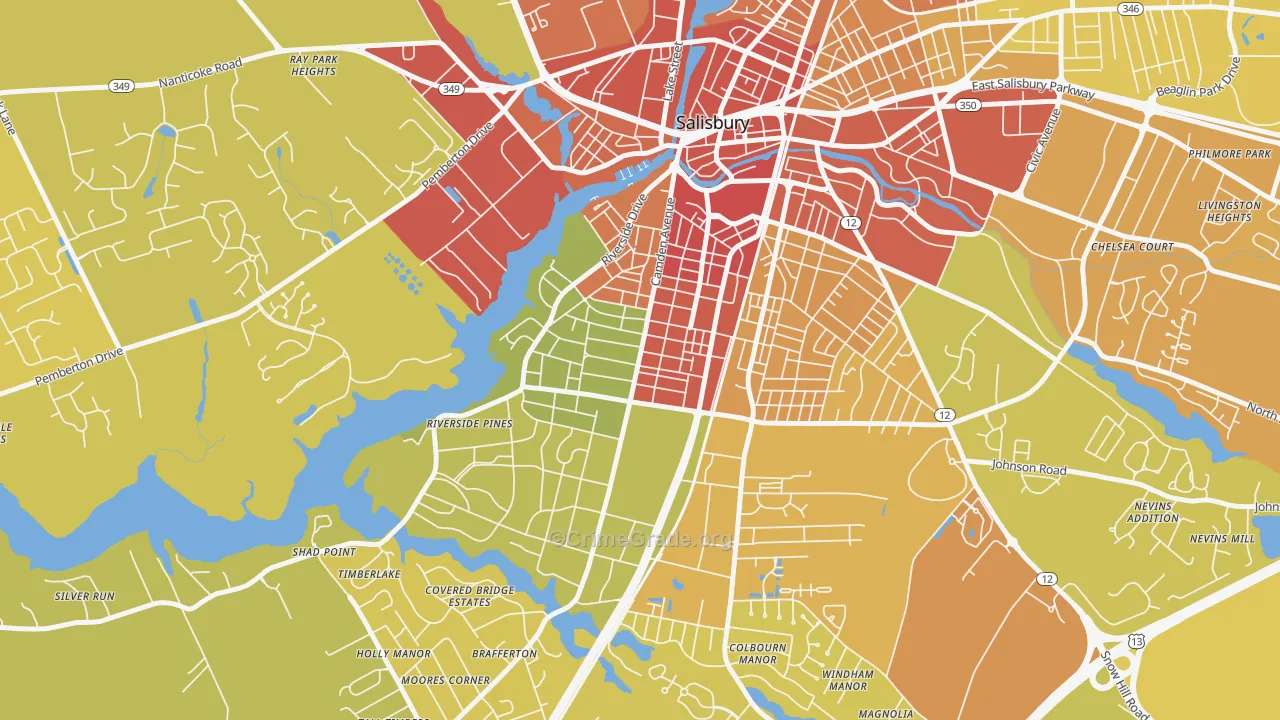 Camden, Salisbury, MD Map of Drug-Related Crime Rates